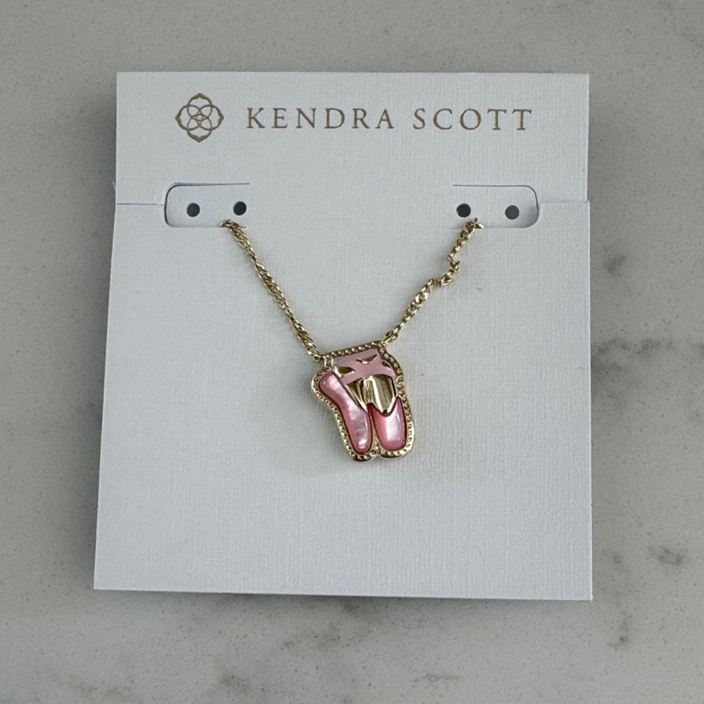 Kendra Scott  BALLET SHORT GOLD PINK DANCE NEW NWT Pendant Necklace